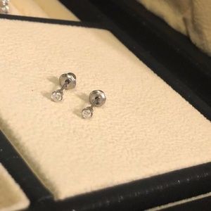 REAL Diamond Stud Earrings Sterling Silver